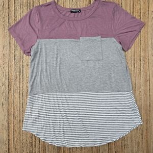 Hanes Women's‎ Purple and Gray Colorblock Top